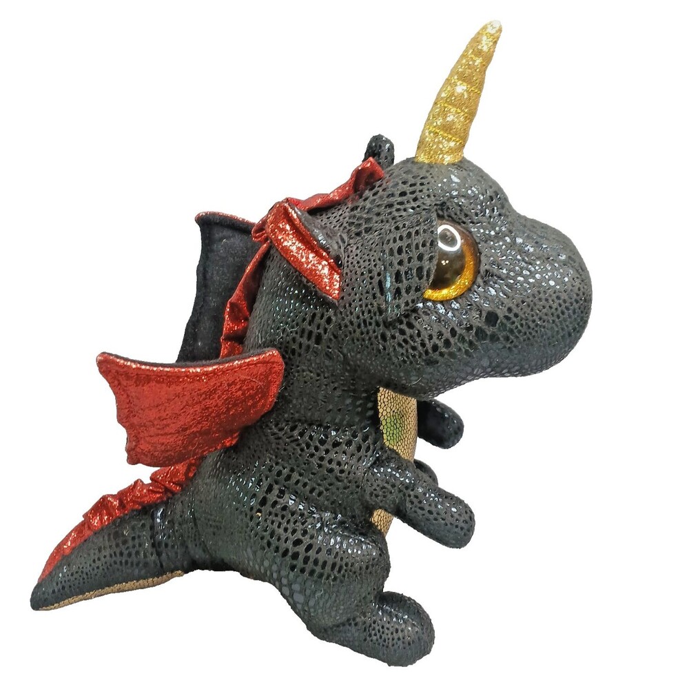 Ty Beanie Boos Grindal Black Dragon Red Wings & Gold Horn Fantasy Animal 2020